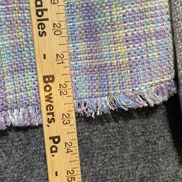 NY Collection Tweed Blazer Jacket Pastel Plaid Fringe Women's‎ S Career Bohemian - Picture 6 of 9